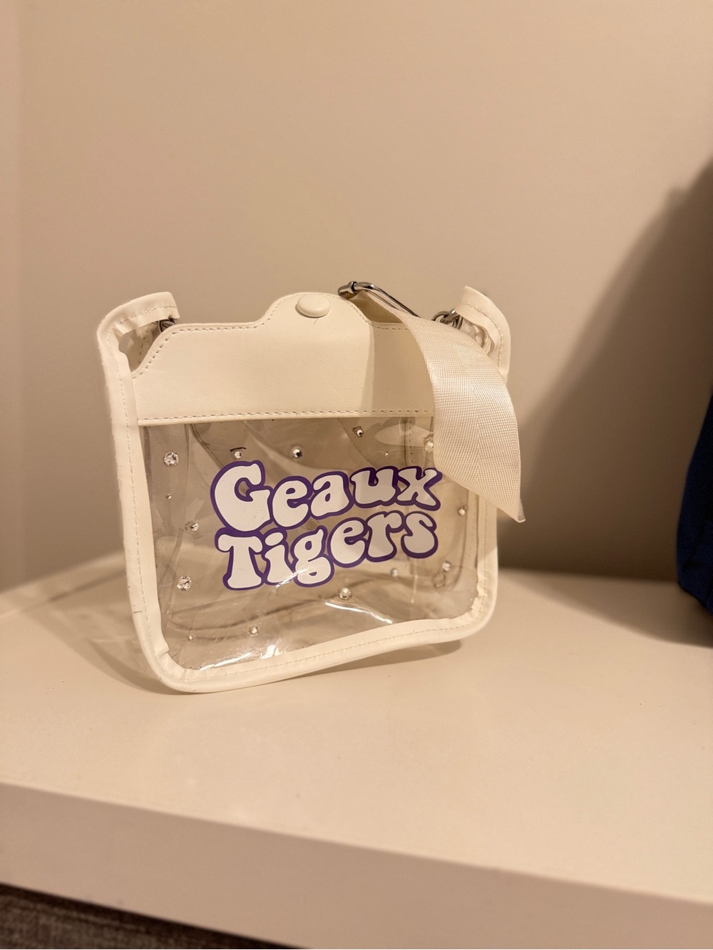 White Clear 'Geaux Tigers' Crossbody Bag